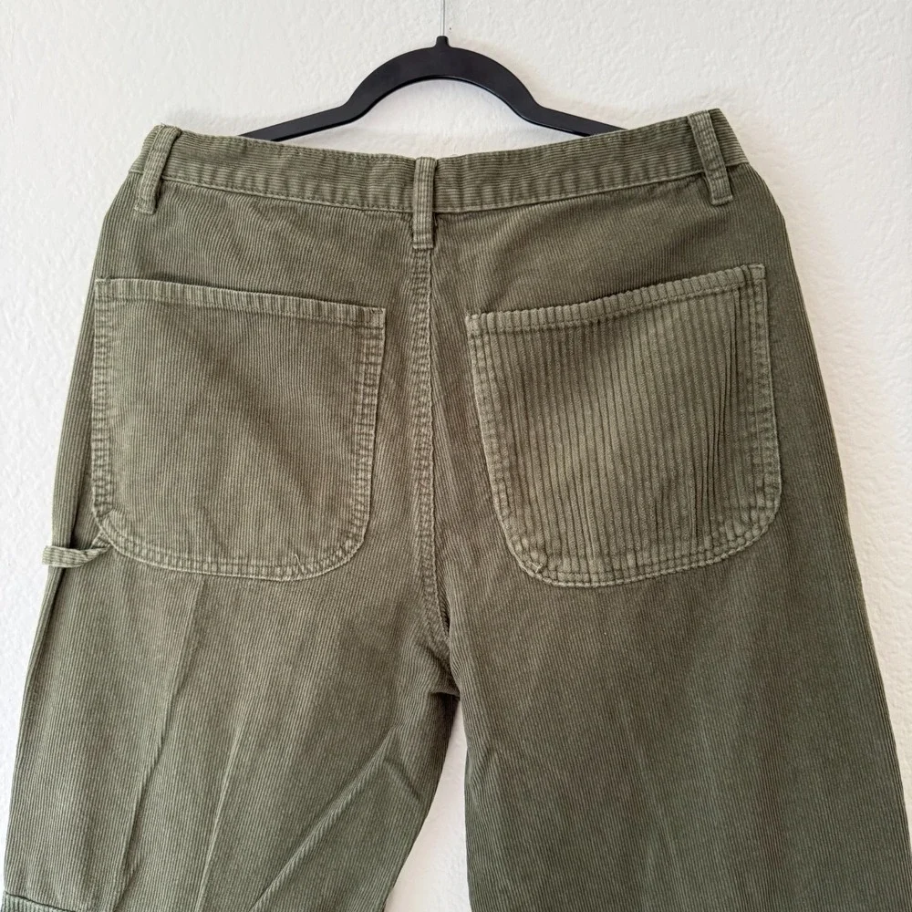 Angel Kiss Corduroy Cargo Pants 13/31 Green Wide Leg Utility Workwear Vibe